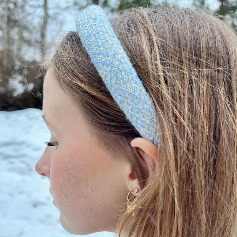 Tweed Hair Band Broad Light Blue