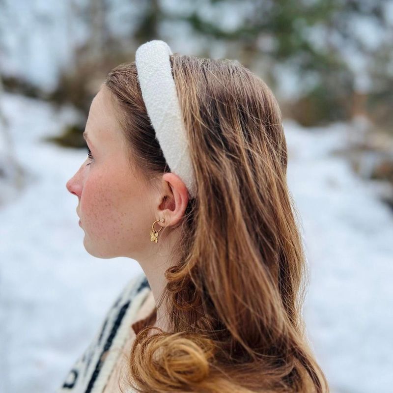 Tweed Hair Band Broad Off White