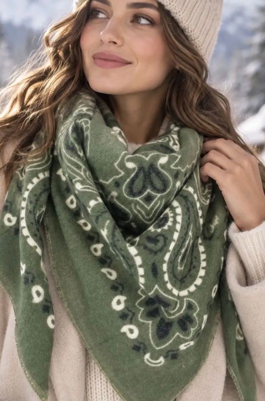 Skjerf Paisley Print Grønn