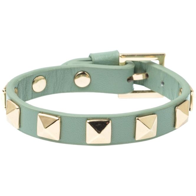 Hovedbilde Leather Stud Bracelet Aqua Green