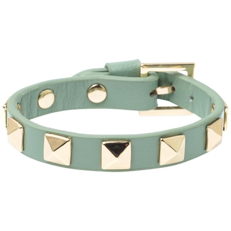 Leather Stud Bracelet Aqua Green